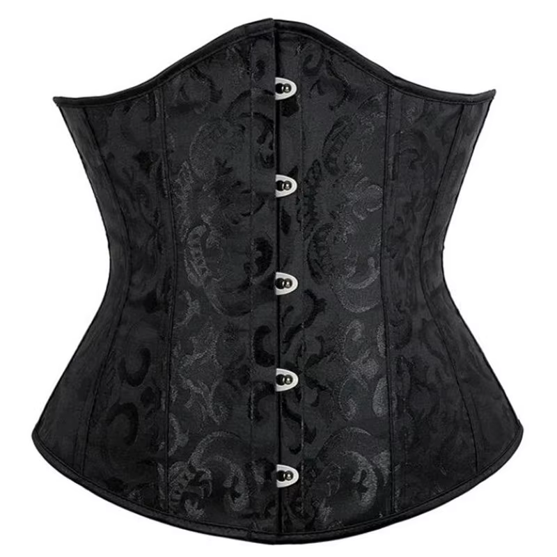 Femmes Vintage Corset Jacquard sous le buste haut Satin taille Cincher Sexy gothique entraînement Co
