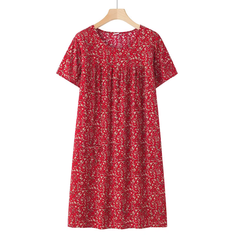 Nouvelle chemise de nuit grande taille, chemise de nuit à manches courtes pour femmes d'âge moyen et