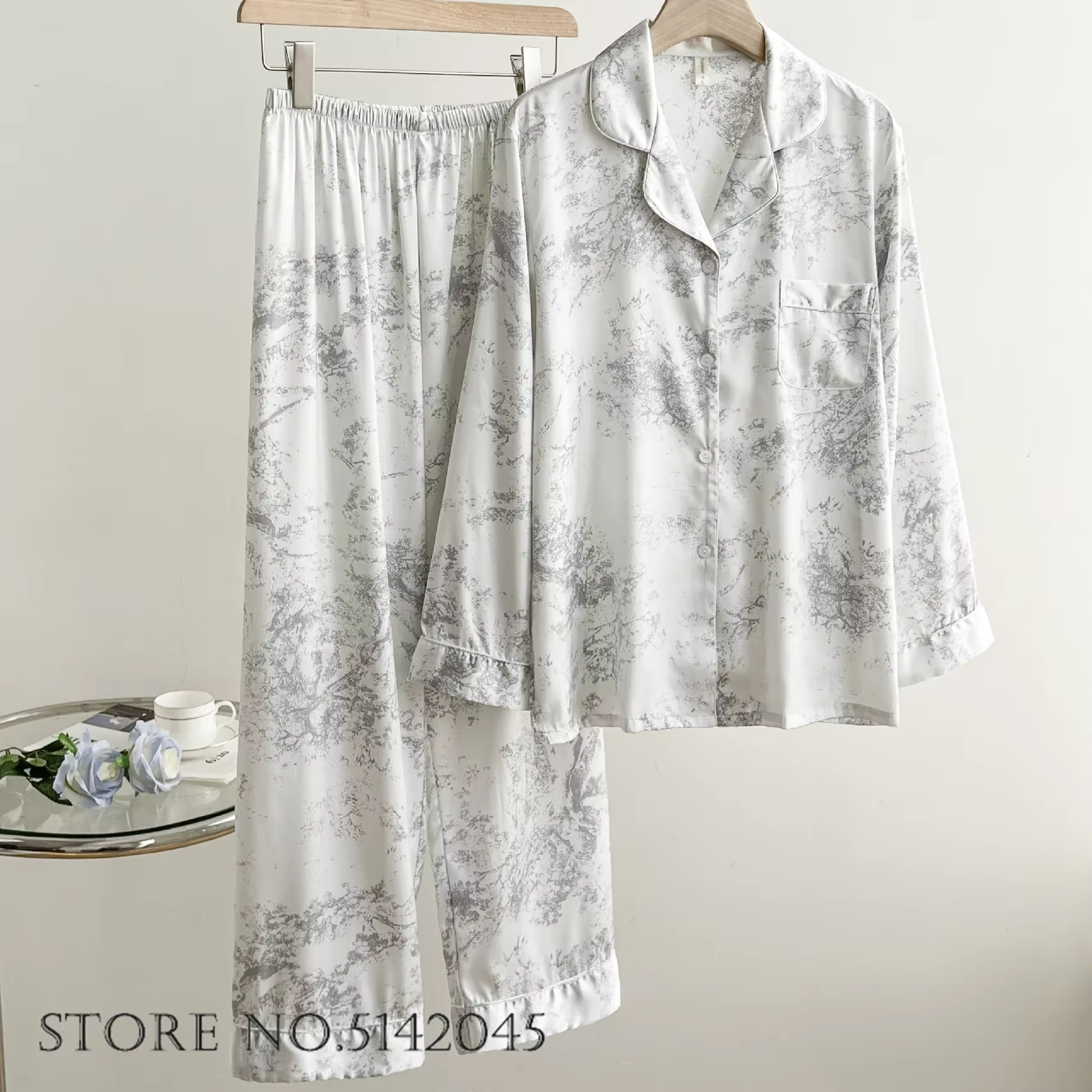 Pyjama long pour femme, ensemble 2 pièces, printemps été, nouveau vêtement de nuit, vêtements de dét