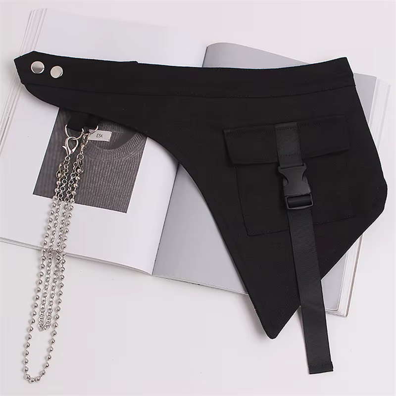 Corset multifonctionnel gothique punk hip hop avec chaîne en métal, style techwear pour femmes, mode