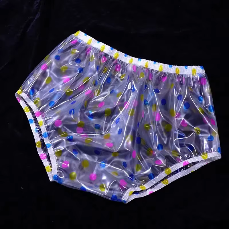 Couleur à pois hommes PVC épais transparent plastique slips femmes taille haute imperméable ample do