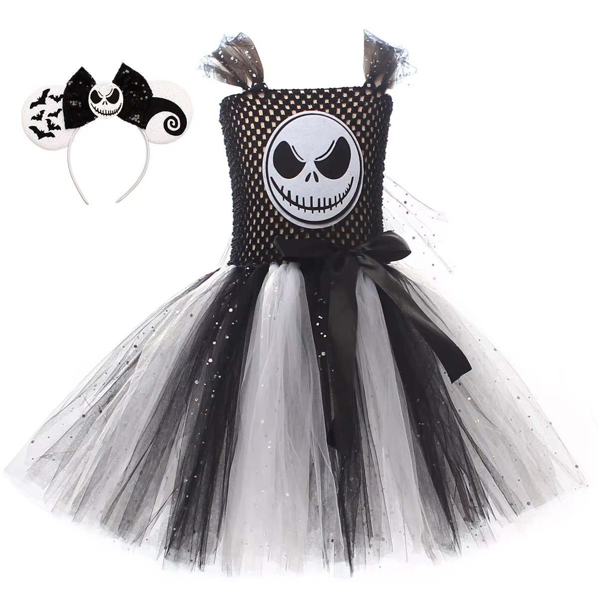 Ensemble de Costumes d'Halloween pour Filles : Tenue de Fête de Carnaval, Spectre Blanc Effrayant, R