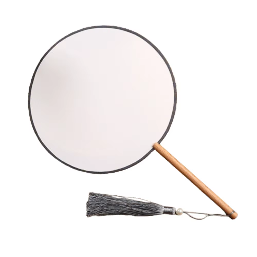 Éventail rond chinois Vintage en soie, pompon ancien, danse, costume Tang, accessoires de bricolage