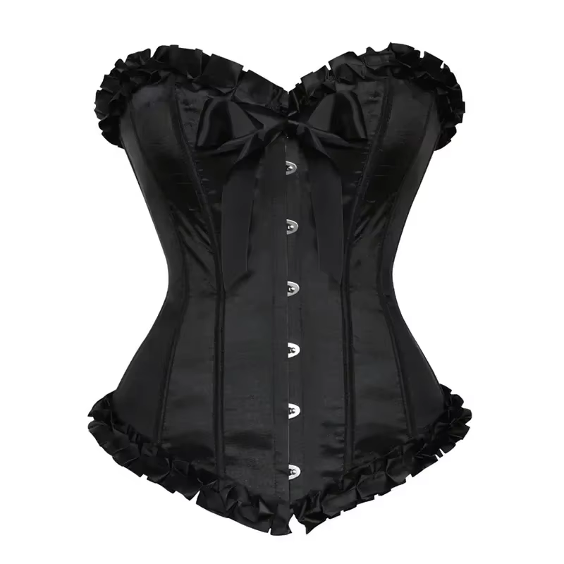 Femmes noir mode Sexy Vintage Corsets à lacets Bustier gothique Satin Corsets surbuste Gorset Sexy d
