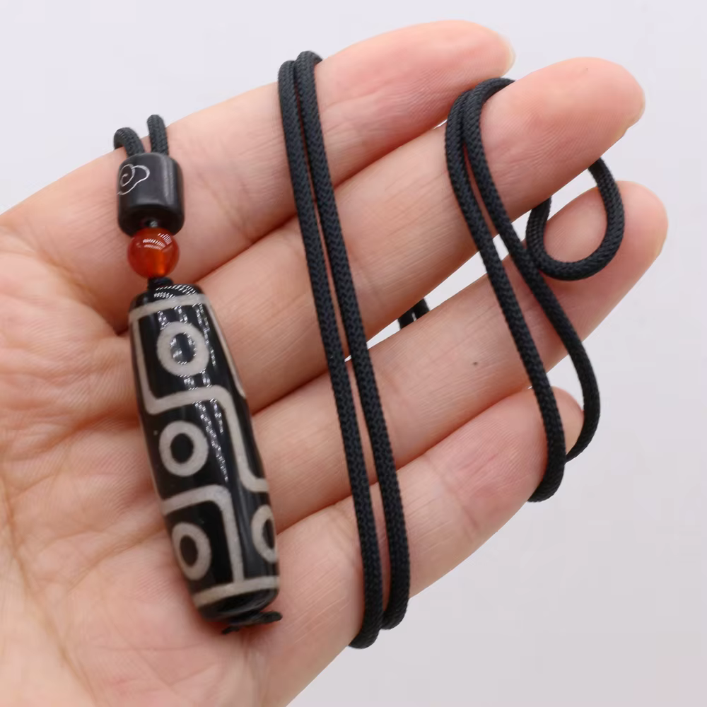 Pendentif tibétain Dzi à neuf yeux, collier ras du cou goutte, matériaux en pierre naturelle, Style