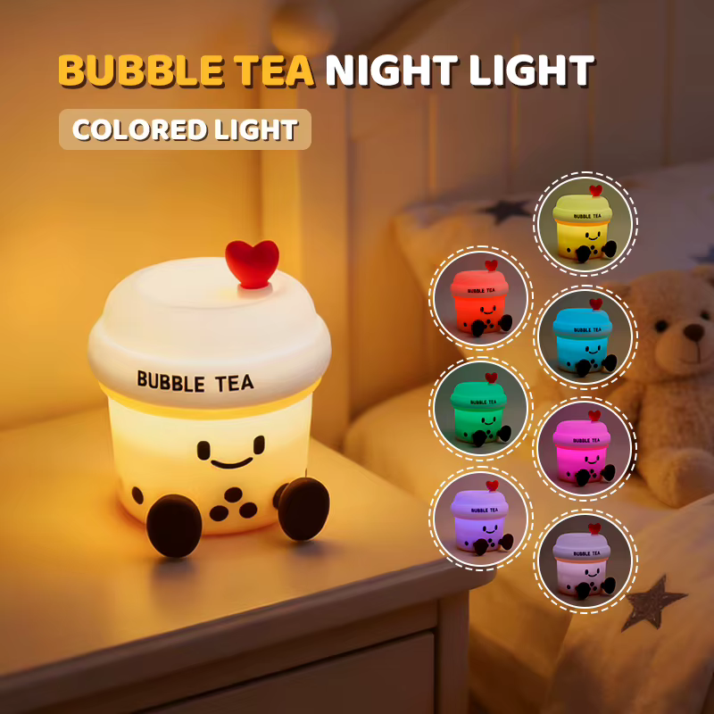 Lampe de nuit en forme de tasse de thé au lait, lampe de table à commande tactile, lampe de chevet à