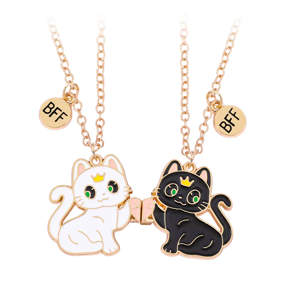 Collier meilleur ami pour 2 cadeaux, pendentif d'amitié, collier chat magnétique assorti BFF pour 2