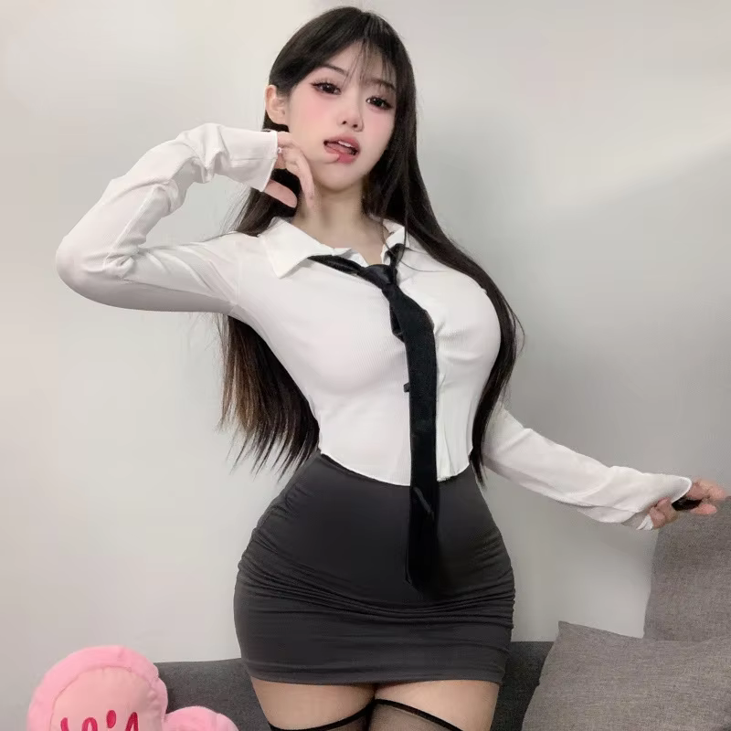 Uniforme de secrétaire Sexy, Costume de Cosplay, chemise blanche, Mini jupe, Costume de professeur p