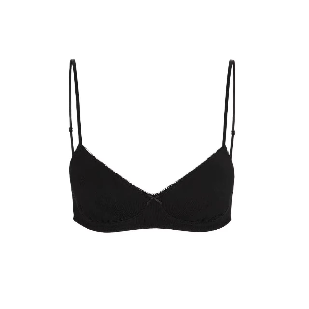 COUCOU soutien-gorge à bretelles couleur unie soutien-gorge push-up dentelle nœud papillon sans fil 