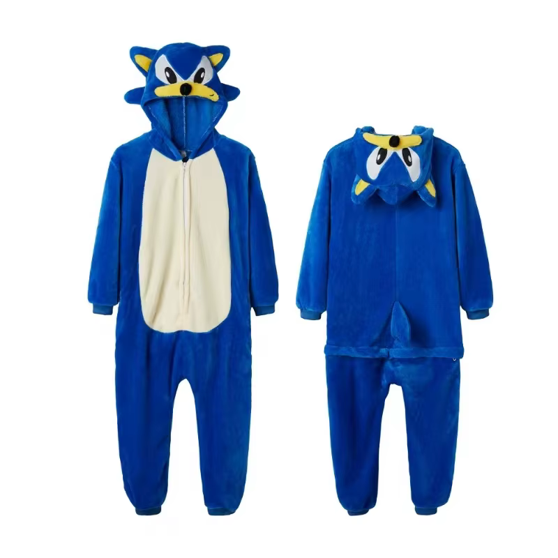 Pyjama une pièce pour enfants Sonic le Hérisson en polaire corail, combinaison de dessin animé, vête