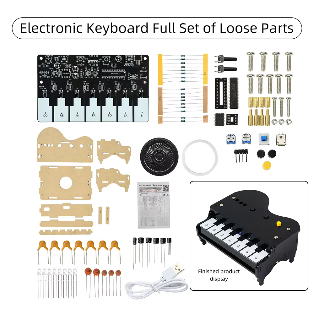 Kit de piano électronique à monter soi-même avec programmation graphique, 12 effets sonores, 7 chans