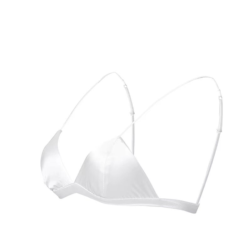 Soutien-gorge Triangle sans fil en soie de mûrier, garniture en dentelle française, Ultra doux, conf