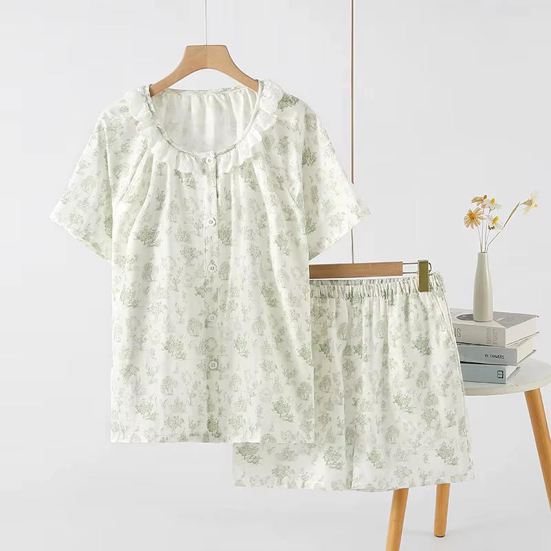 Pyjama femme 100% coton automne printemps manches longues pyjama doux ensemble pyjama femme maison e