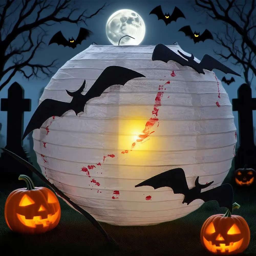 Lampe de nuit Halloween papier lanterne pliable bricolage lampe couleur Halloween fantôme brillant l