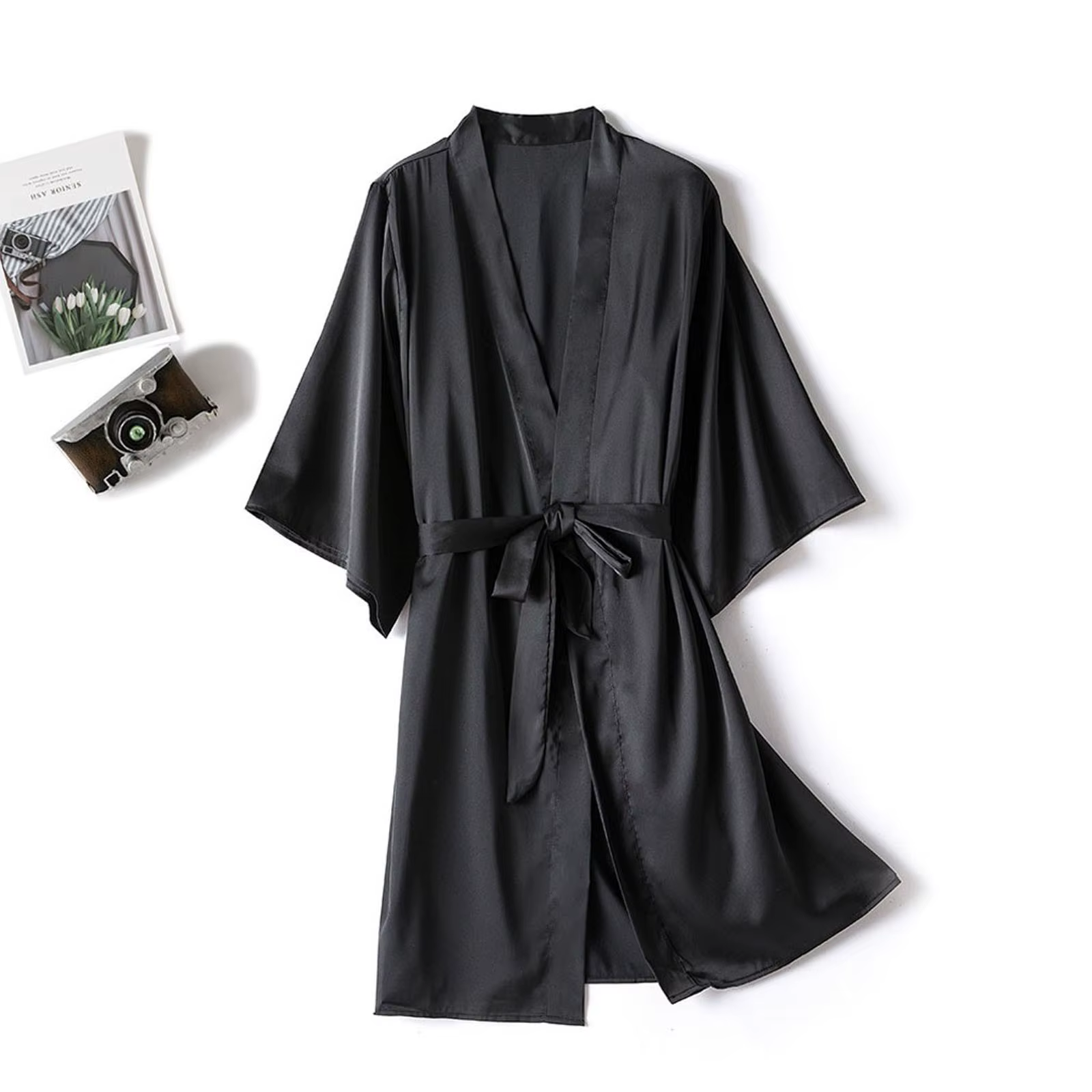 Kimono peignoir Robe femme Robe ensemble Satin vêtements de nuit décontracté chemise de nuit mariée 