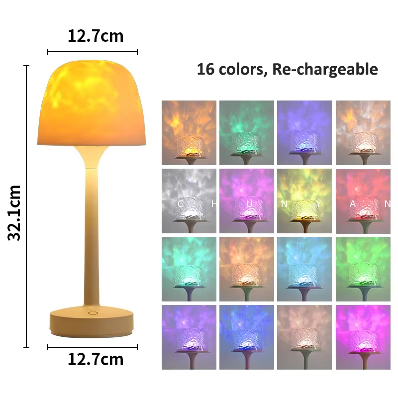 Lampe LED créative à effet d'ondulation d'eau, 16 couleurs, rechargeable par Type-C, pour décoration