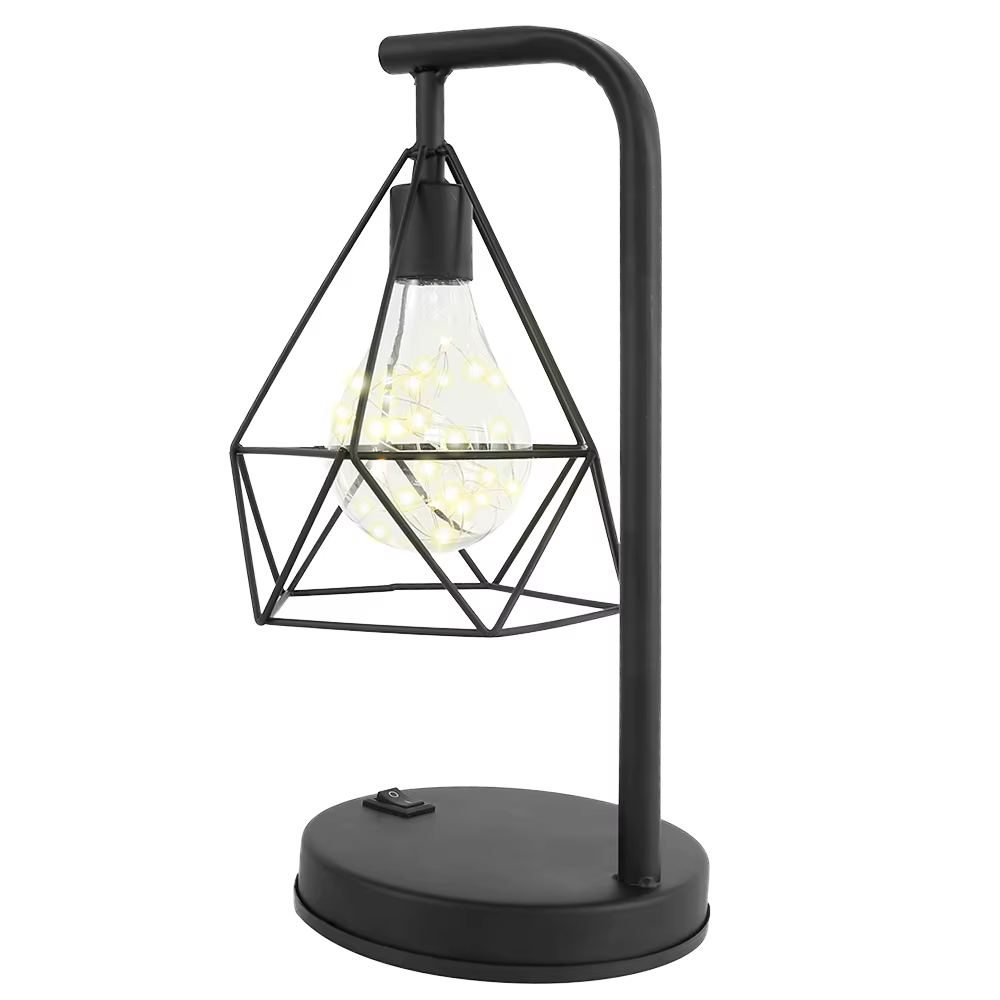 Rétro fer Art LED veilleuse géométrique bureau éclairage lampe de chevet classique fer maison salon