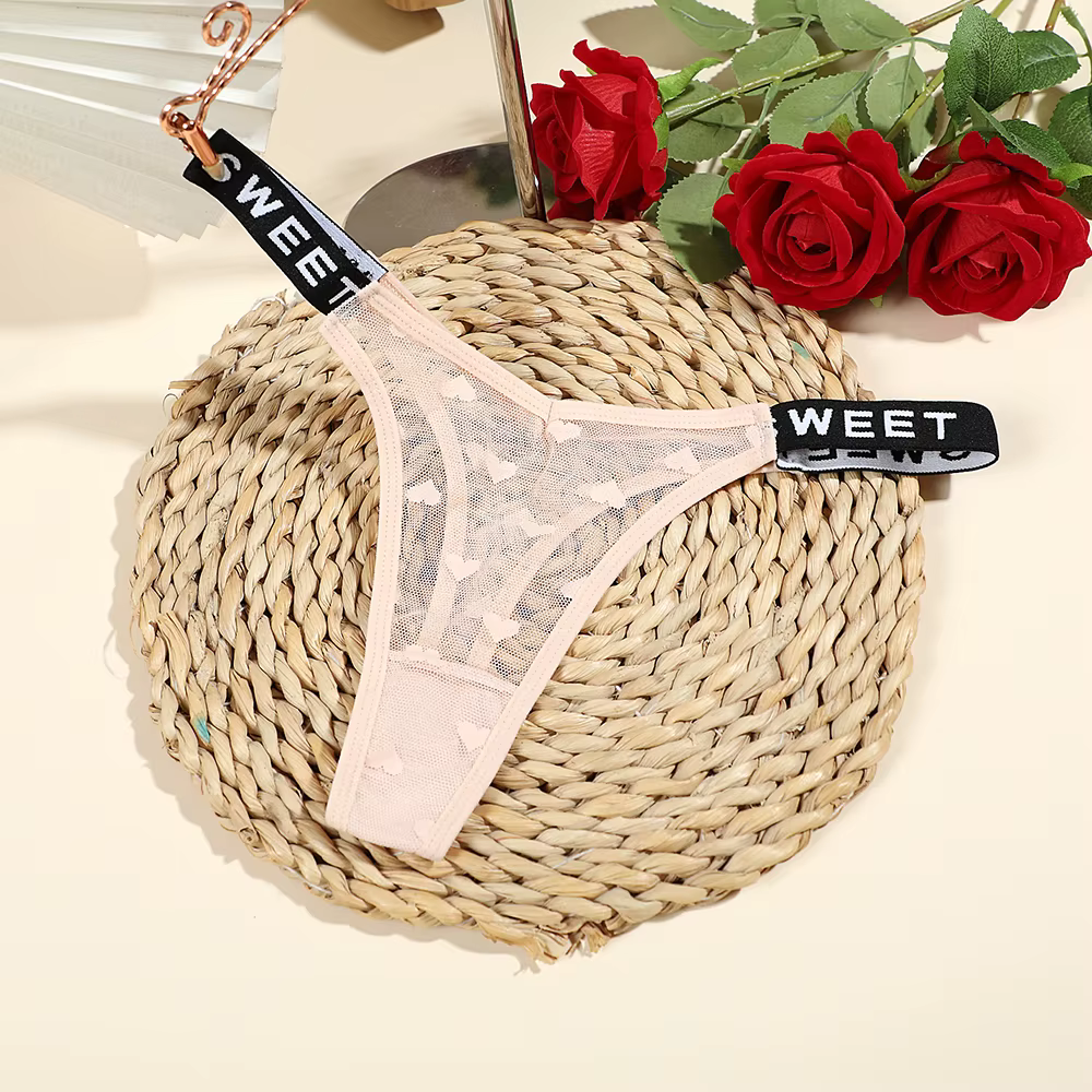 Culotte femme Sexy Transparent coeur Transparent string femme Ultra-mince sens femme sans couture ta
