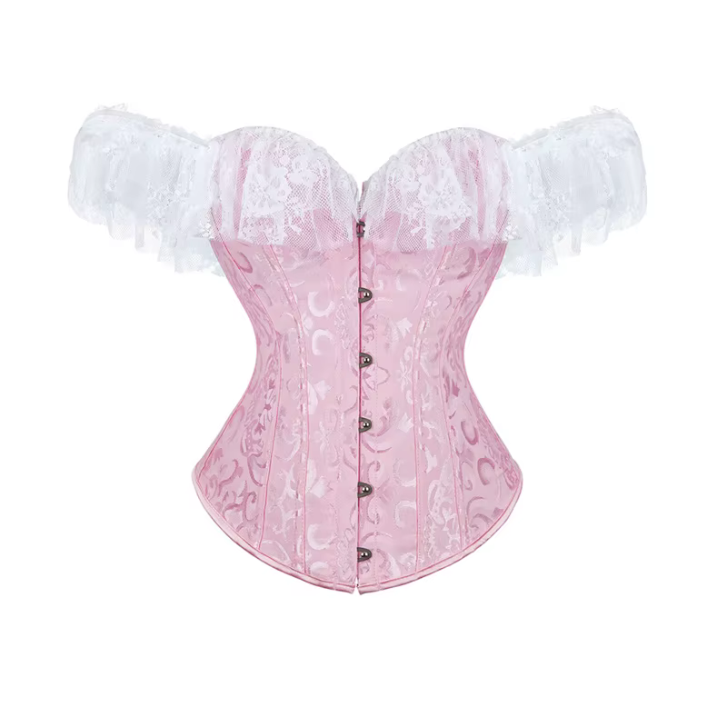 Corset avec manches princesse Corset haut en dentelle Corsets floraux pour femmes grande taille Vint