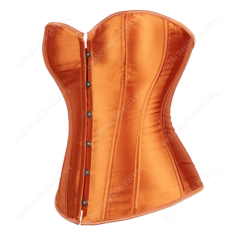 Corset pour femmes surbuste haut Corset Orange Satin Bustier à lacets Sexy Corsets grande taille