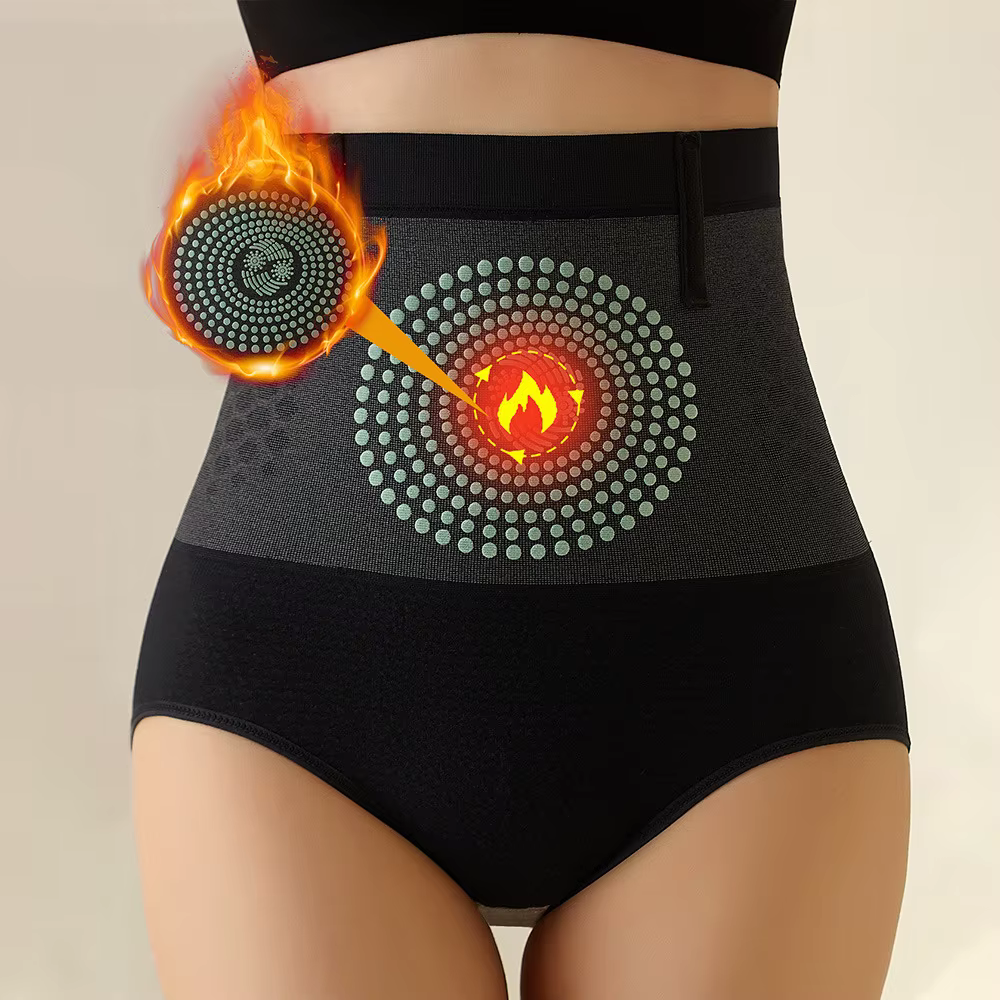 Culotte gainante taille haute sans couture pour femme, avec thérapie magnétique et chaleur utérine, 
