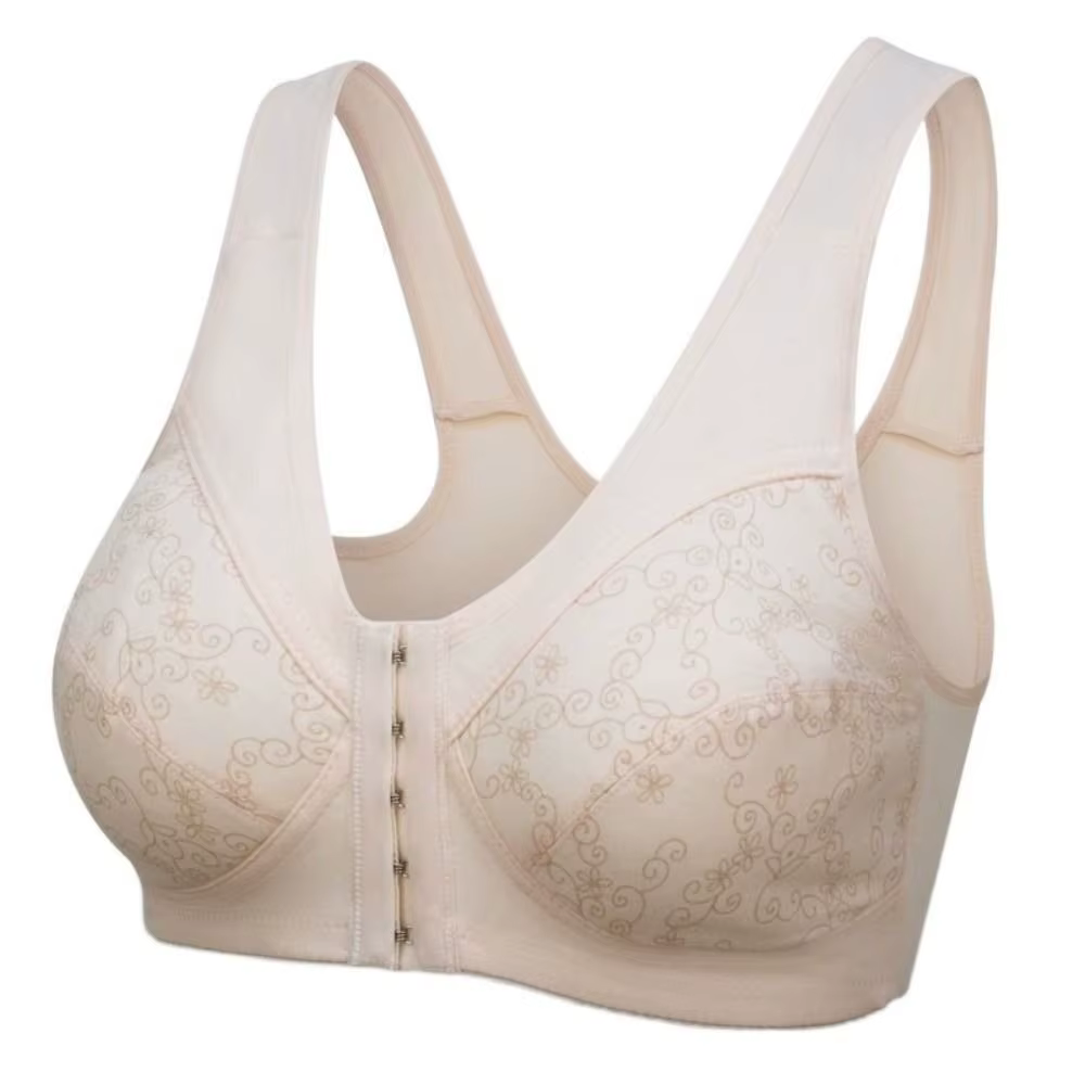 Soutien-gorge confortable et fin à boutons avant, bretelles larges, pratique pour les personnes âgée