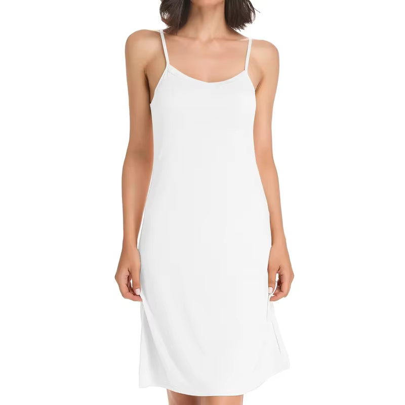 Robe à bretelles monochromatique élégante pour femmes, sous-vêtements en fibre de compression, slip 