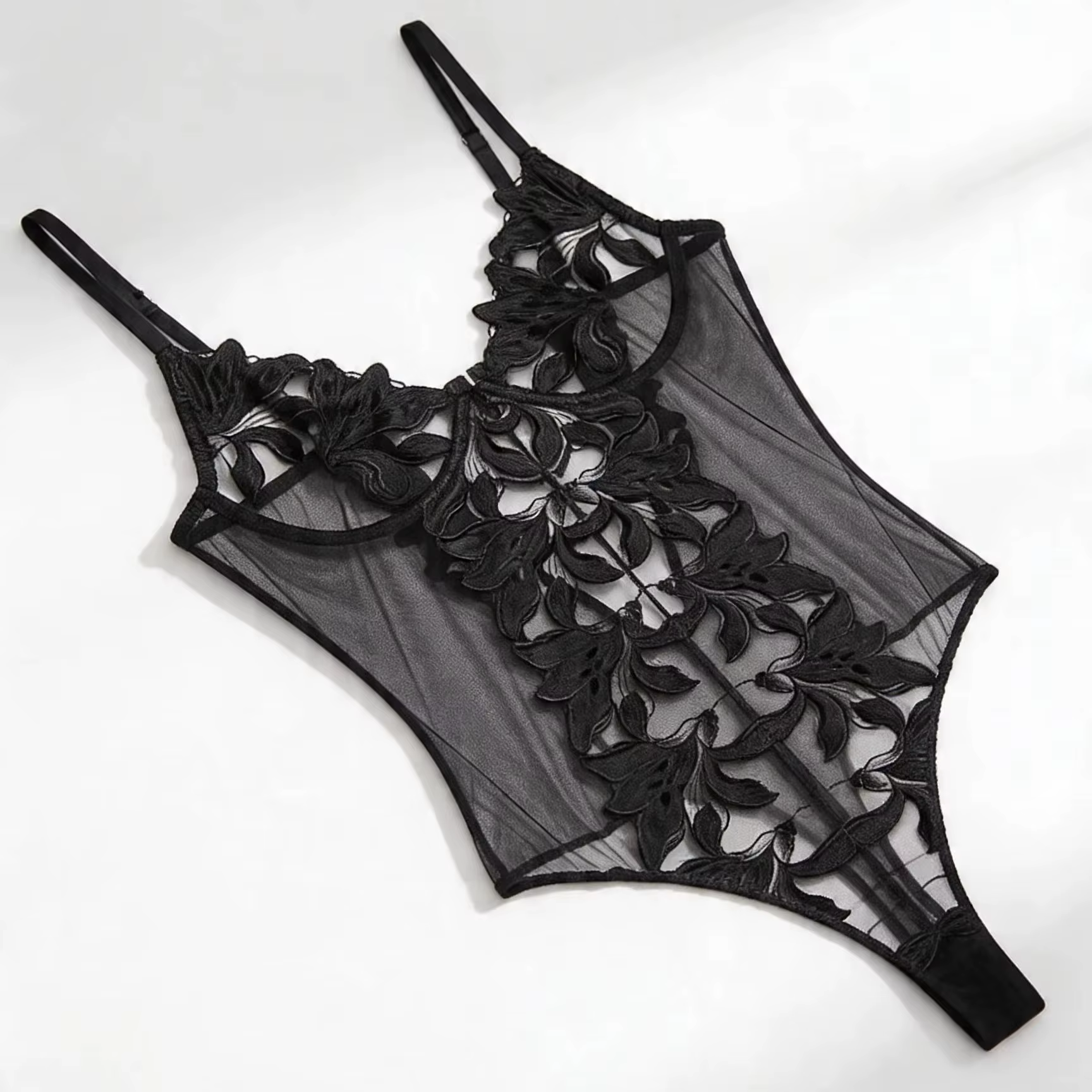 Bodysuits transparents en dentelle, string, lingerie sexy pour femmes, babydolls, sous-vêtements éro
