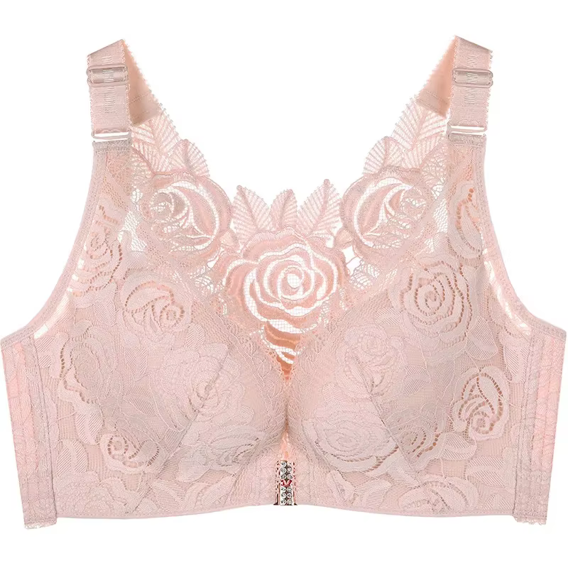 2025 Floral Secrets confort Rose soutien-gorge, fermeture avant dentelle confortable sans fil soutie