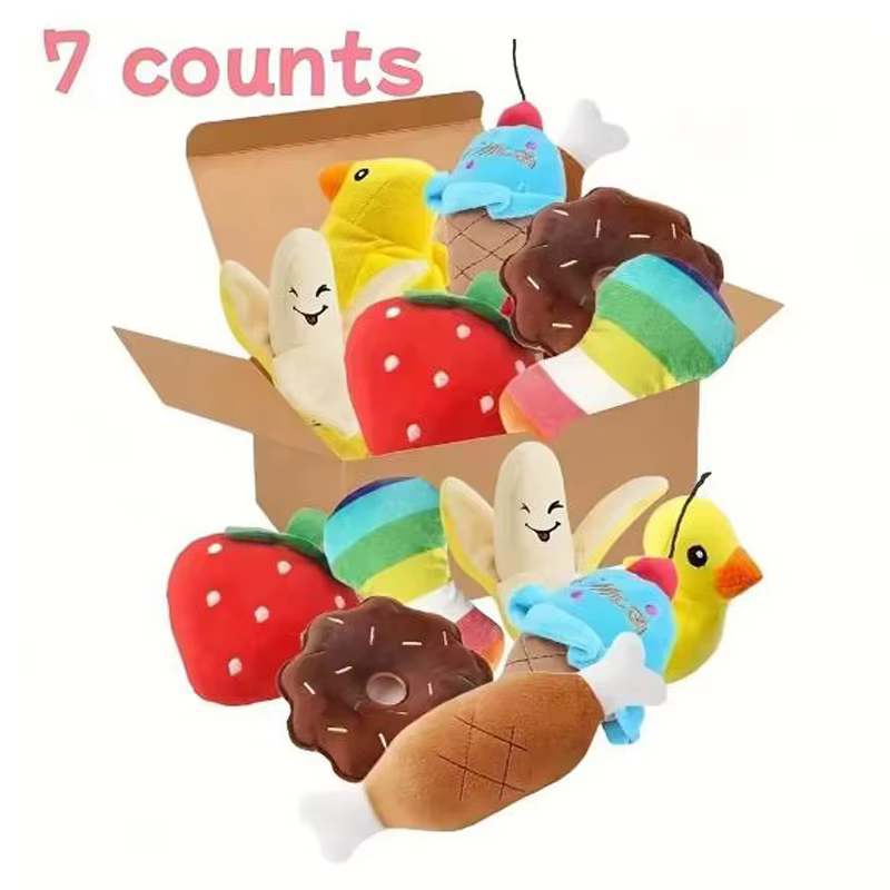 Ensemble de 7 jouets sonores pour chiots, peluches détachées à mâcher pour animaux de compagnie, fri