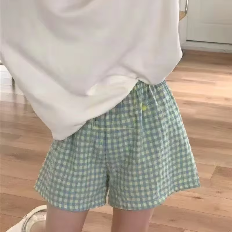 Été Shorts amples pyjamas fins coton femmes Shorts femmes bas pantalons doux Plaid imprimé Spwear pa