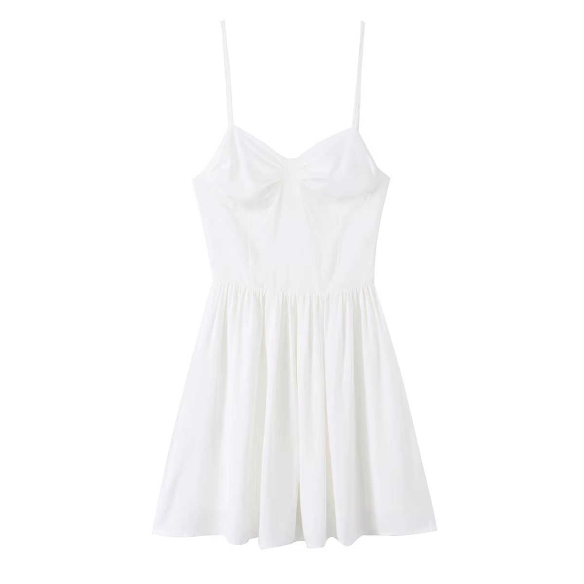 Robe Courte d'Été pour Femme, Style Corset à Bretelles, Col en V, Froncée, avec Fermeture Éclair Lat