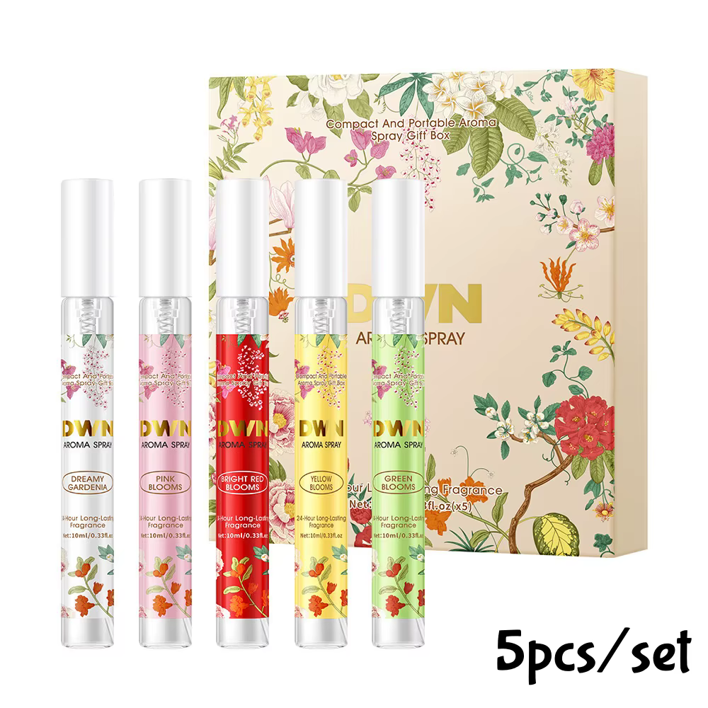 Coffret cadeau de parfum à fleurs, 5 pièces, Spray de parfum à charme élégant, longue durée pour fem