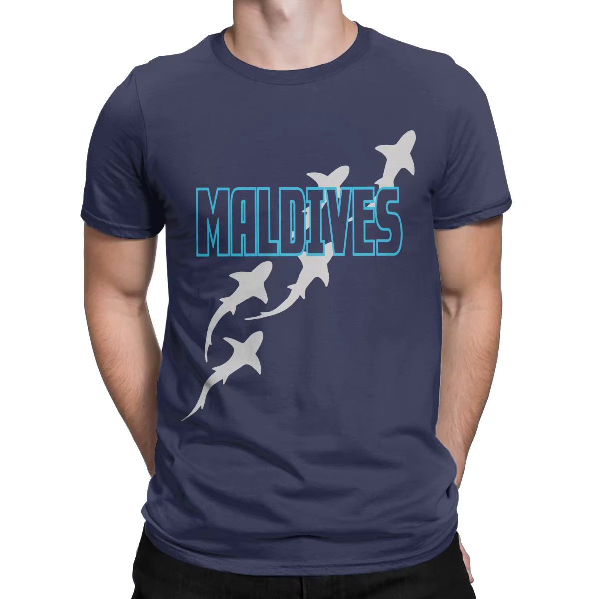 T-shirt de plongée sous-marine avec requins aux Maldives, pour tous les amoureux des requins, en cot