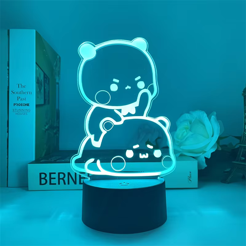 Bubu Dudu Led veilleuse télécommande ours Panda figurines lampe USB 16 couleurs réglable dessin anim