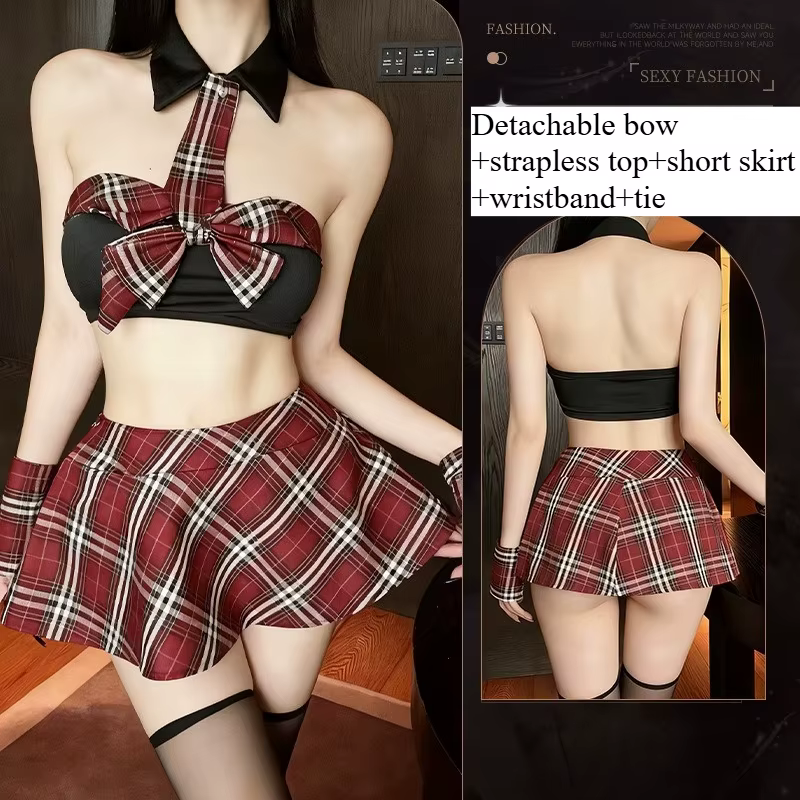 Cosplay Sexy Shoolgirl Nightdress Lingerie Érotique Porno Sexy Uniforme d'Écolière pour Femme Tenue
