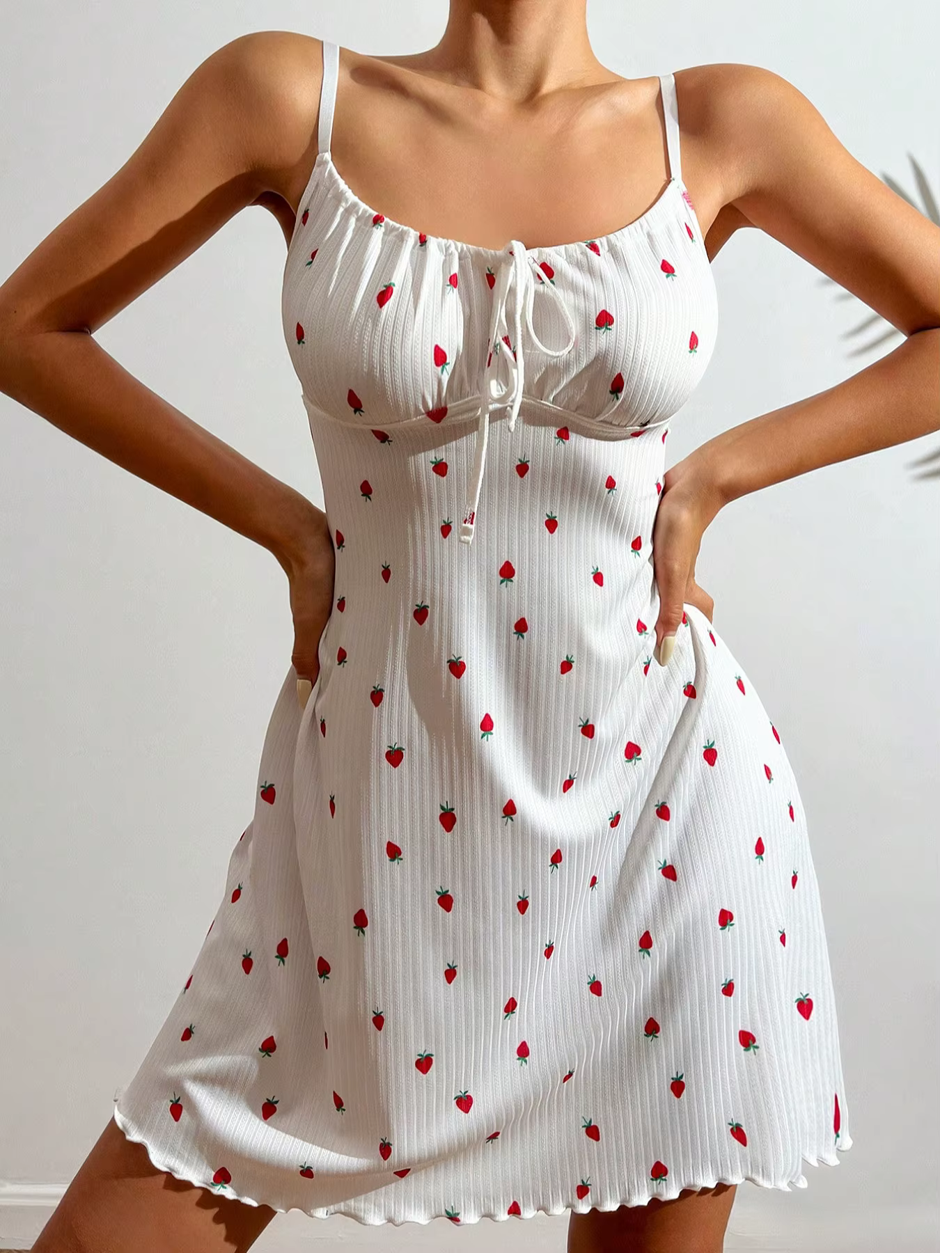 Chemise de nuit sexy pour femme, imprimé cœurs, col licou, mini-robe décontractée, pyjama, vêtements