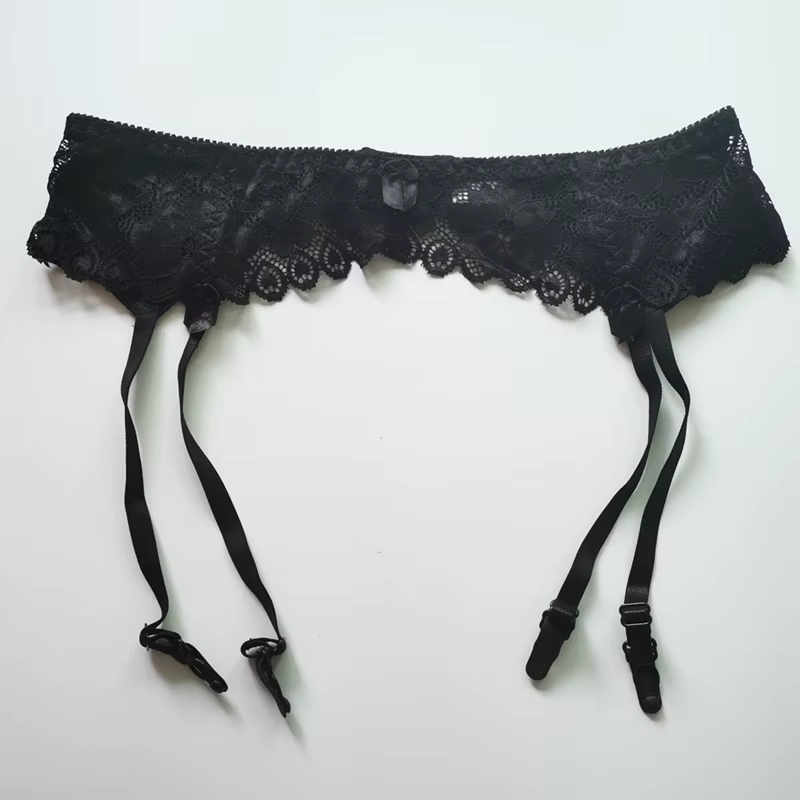 Porte-Jarretelles Réglable en Dentelle Florale Rétro pour Femme, Clips Arrière à Trois Rangées, Tail