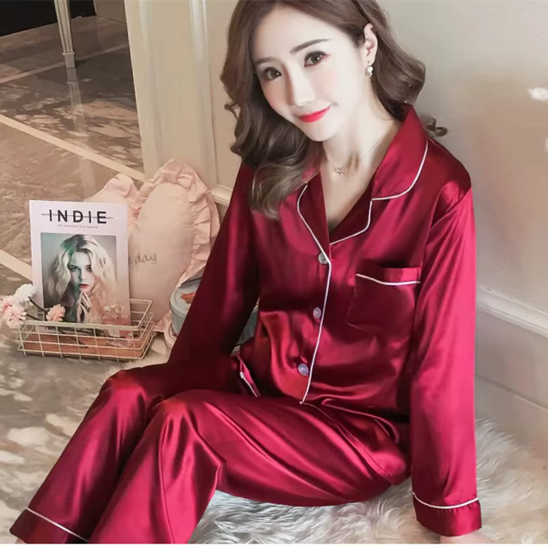Ensembles de Pyjamas pour femmes 2024 Sexy soie femmes Pijama ensembles vêtements de nuit à manches 