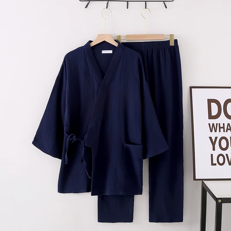 Ensemble de pyjama en gaze de coton pour femme, robe bandage, pantalon Y +, surintendant décontracté