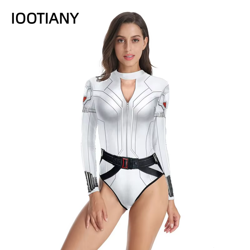 IOOTIANY Combinaison sexy à manches longues pour femme, motif film The Hero Equipment, impression 3D