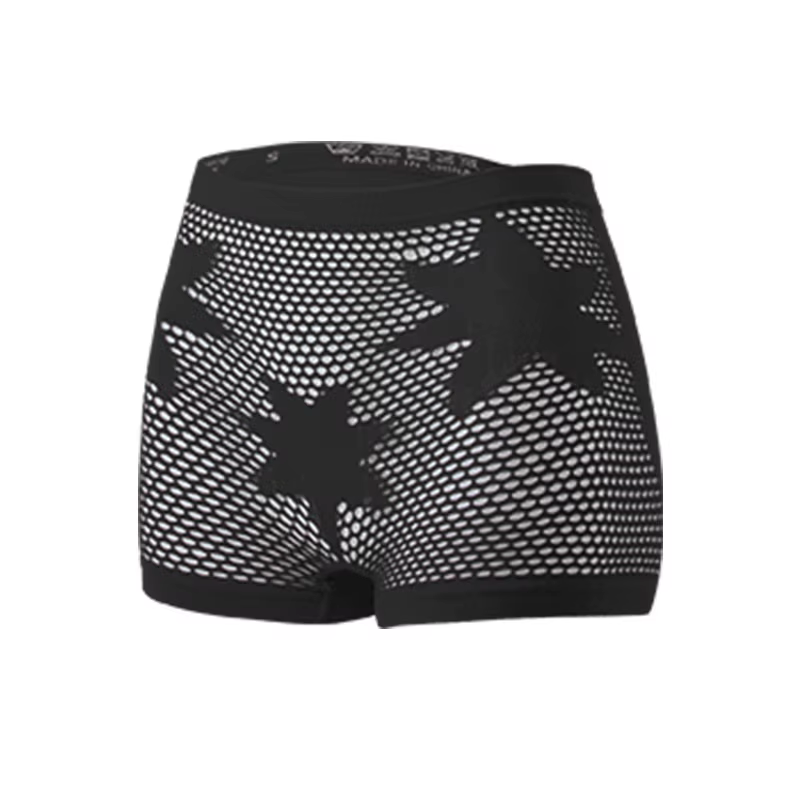 Culottes à motif étoile pour femmes, sous-vêtements sans couture, dentelle ajourée, boxers respirant