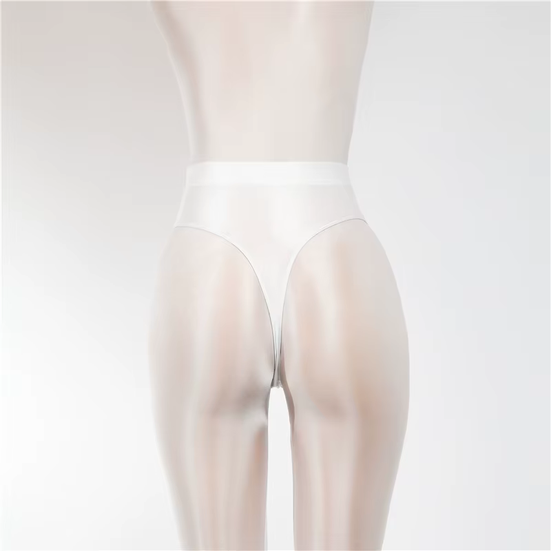 Satin brillant brillant taille haute string transparent voir à travers Sexy bref couleur bonbon t-ba