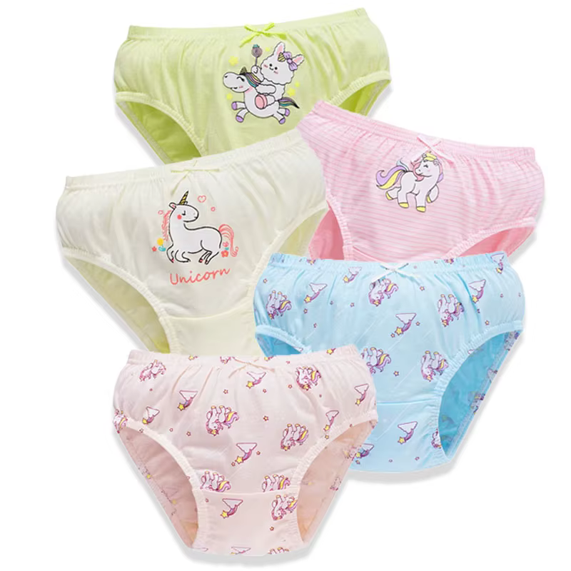 Lot de 5 culottes filles 3-13 ans coton doux motifs chat mignon sous-vetements enfants respirants po