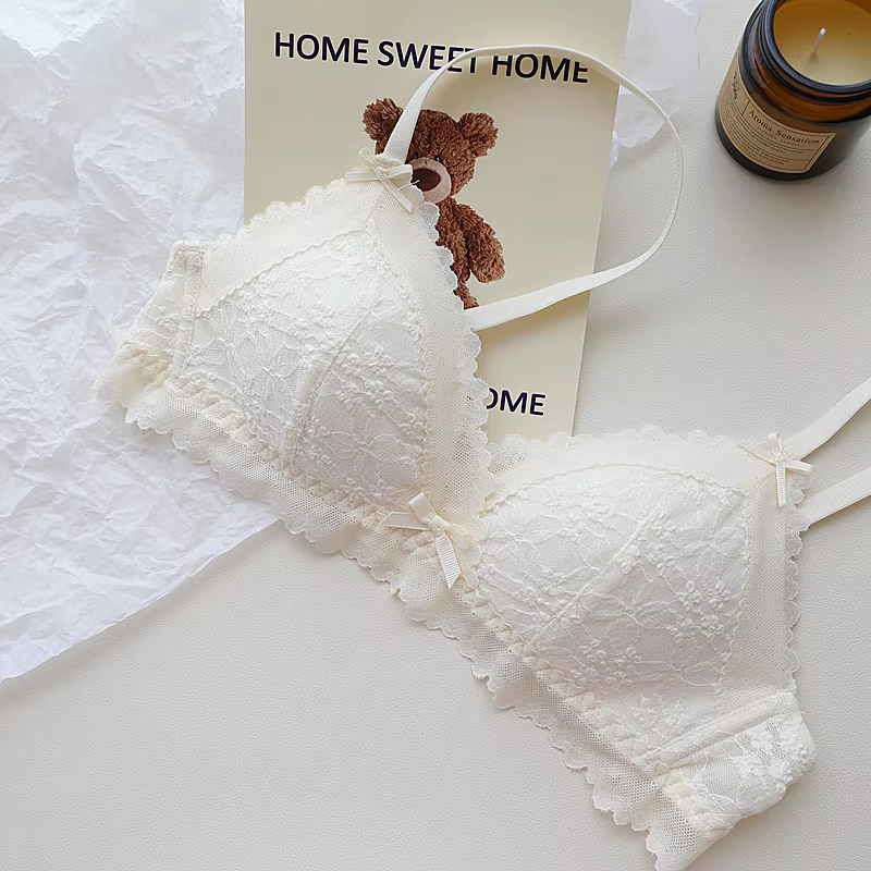 Soutien-gorge français en dentelle pour femmes, Lingerie petite poitrine fine, sans armatures, sexy,