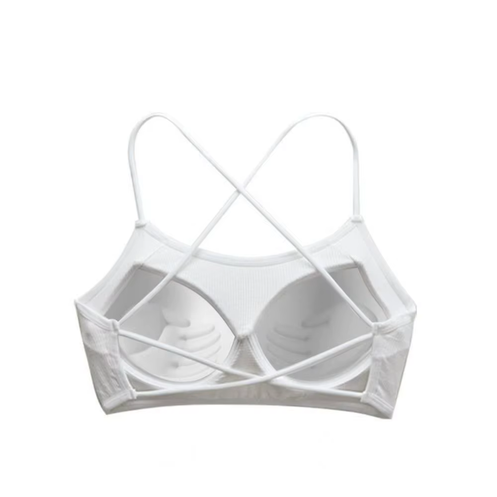 Soutien-gorge de sport à bretelles croisées, fin, push-up, résistant aux chocs, crop top de yoga res