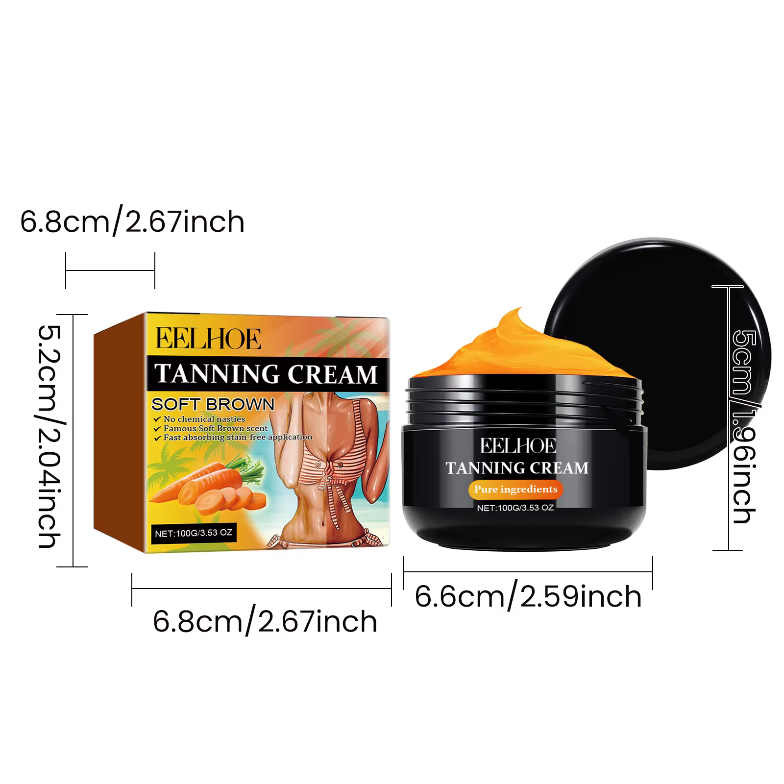 Lotion autobronzante instantanée noir-brun pour le visage et le corps, bronzant longue durée, unifie