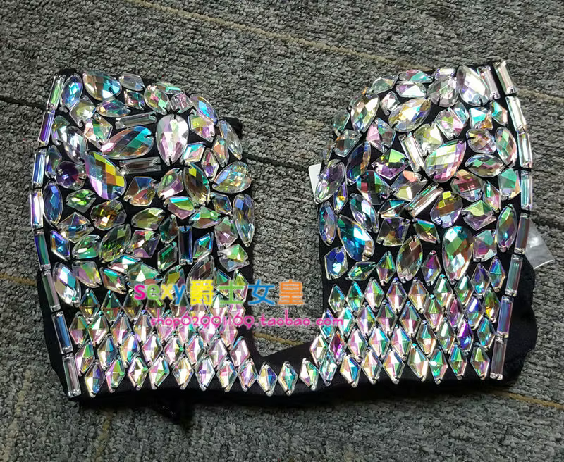 Personnalisé sexy discothèque bar femme chanteuse gogo performance costume diamants brillants ds scè