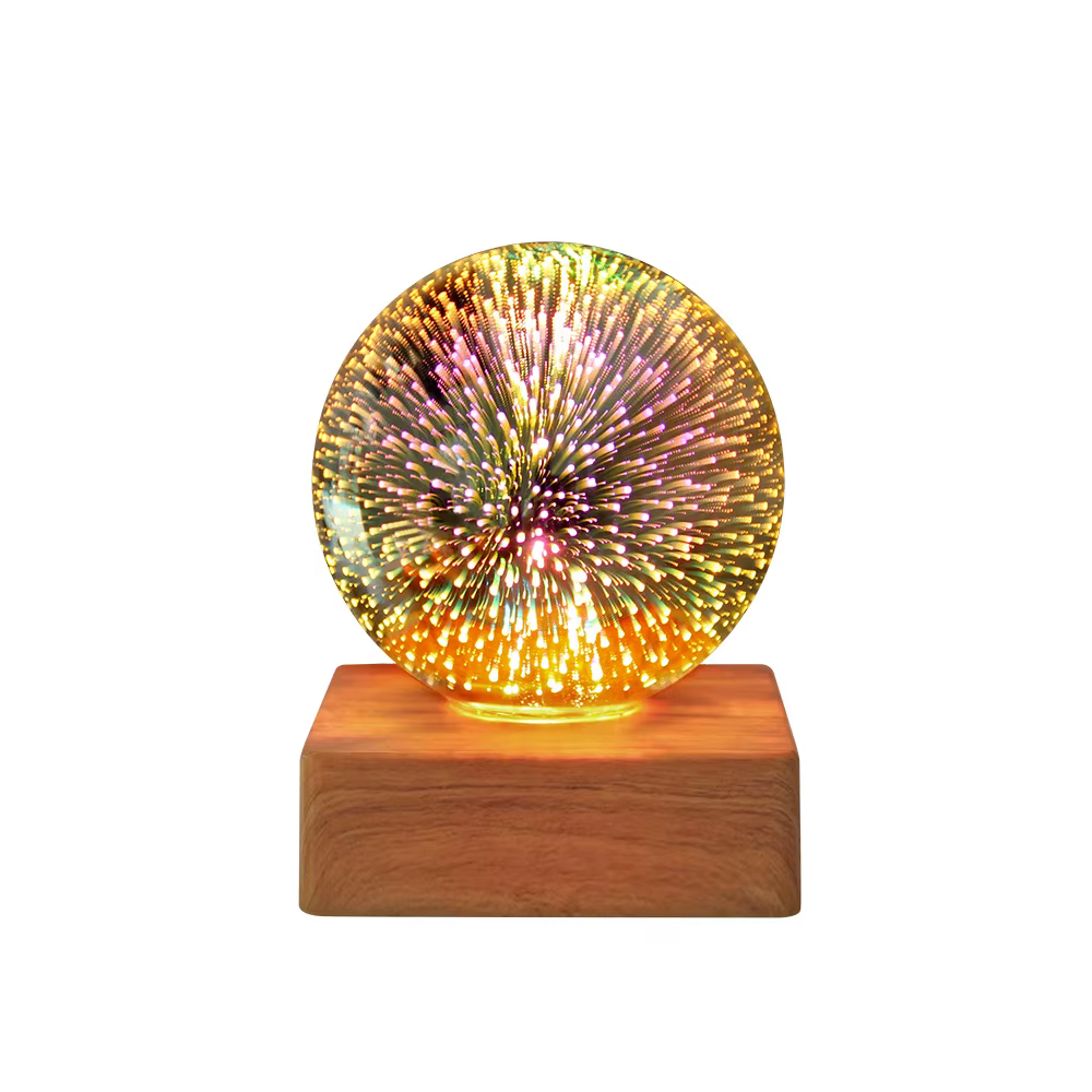 LED 3D feu d'artifice veilleuse atmosphère colorée lampe de Table suspension boule de verre pour la