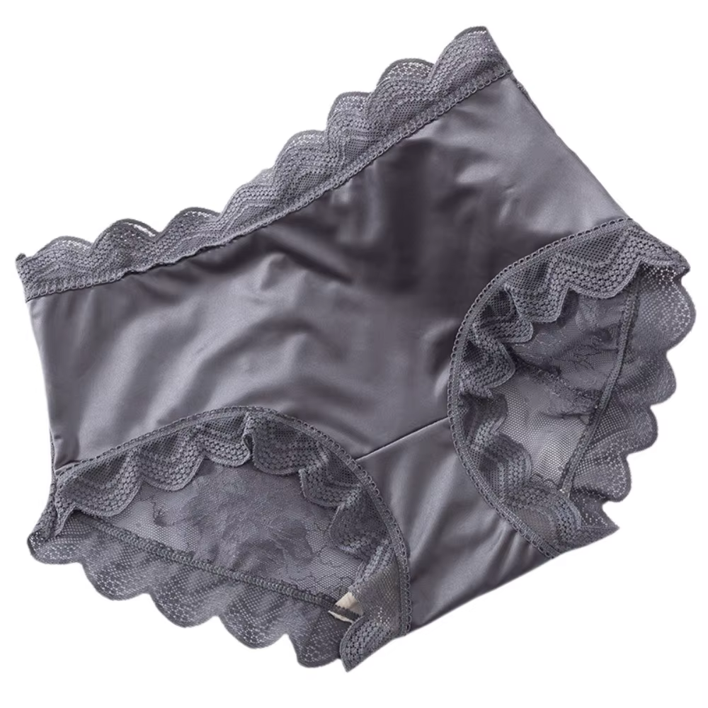 Culottes en dentelle florale transparente pour femme, sous-vêtements féminins fins en soie glacée à